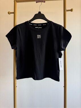 DKNY Black Short Sleeve Tee with Center Logo